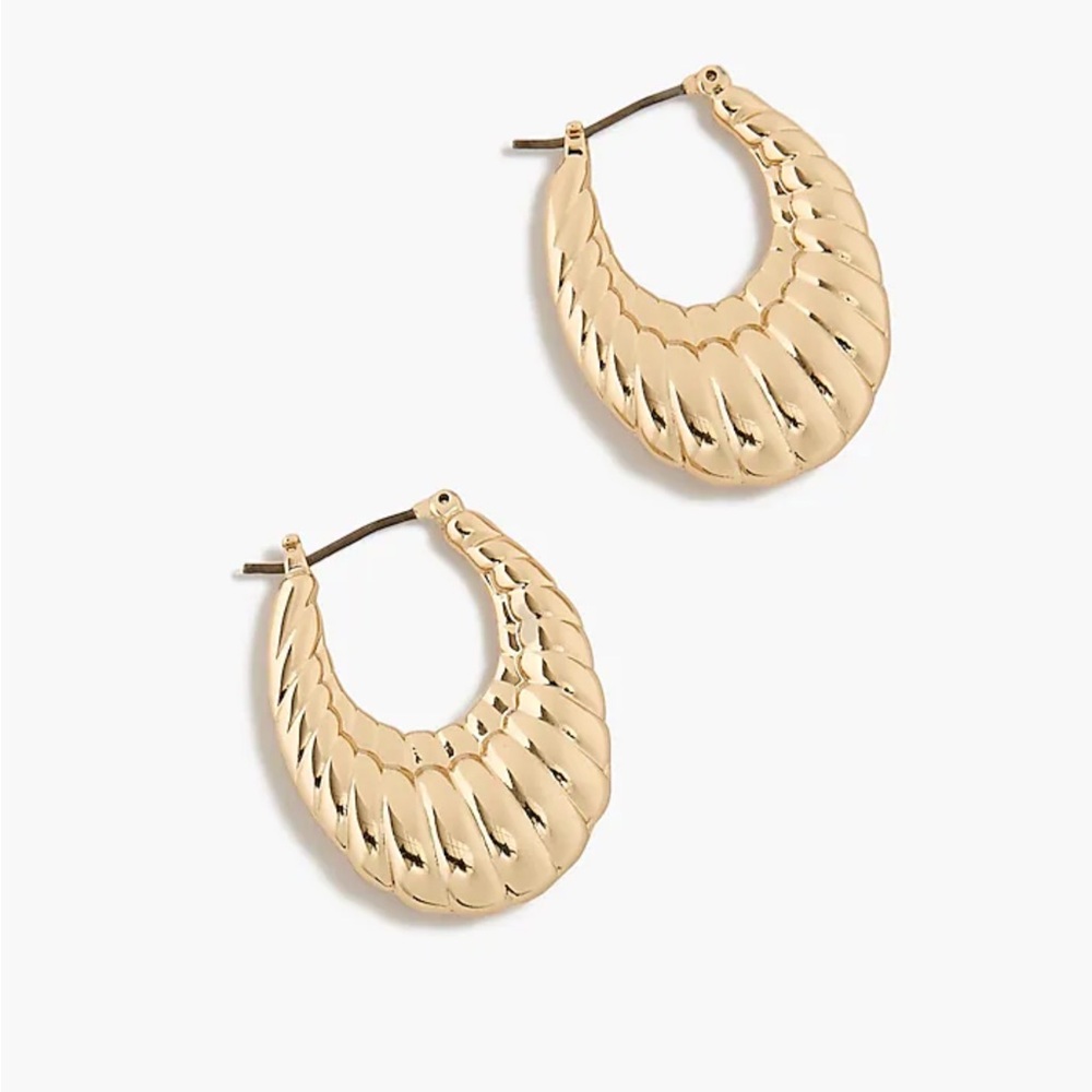 NWT J.CREW Gold Textured Hoop Earrings